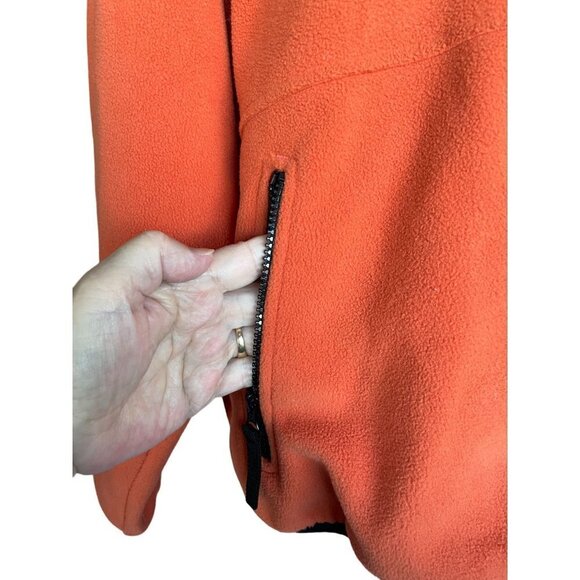 Devon & Jones Men's Sz Large Fleece Sweater Orange 2 Pockets 1/4 Zip Husky Dog - Picture 7 of 11